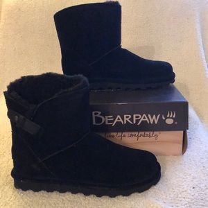 Brand New BearPaw Black Suede/Sheepskin Boots